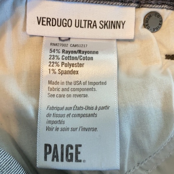 Woman’s Paige Verdugo ultra Skinny size 25 Gray - Picture 7 of 14